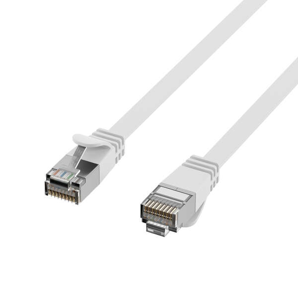 Naar omschrijving van K5545WS-0-5 - RJ45 Flat Patch Cord Cat.6A U/FTP PVC white 0,5m