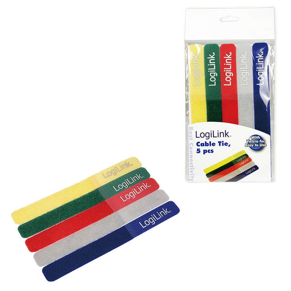 Naar omschrijving van KAB0008 - Velcro cable strap, 5 pcs. multicoloured