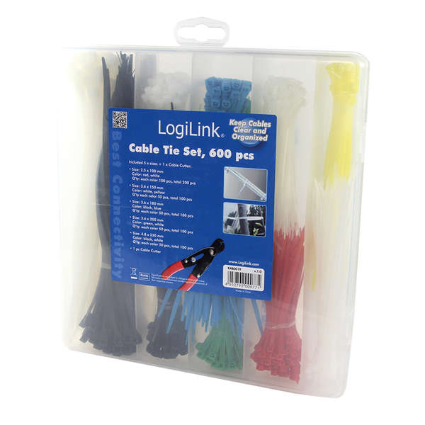 Naar omschrijving van KAB0019 - Cable tie set  600 pcs. mixed color different lengths