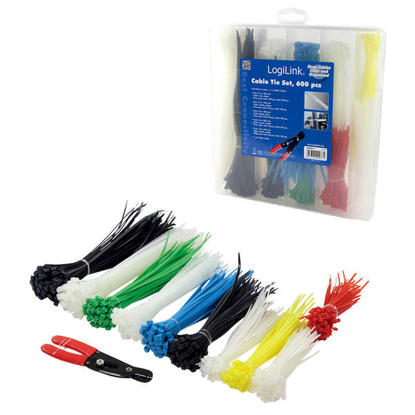 Naar omschrijving van KAB0019 - Cable tie set  600 pcs. mixed color different lengths