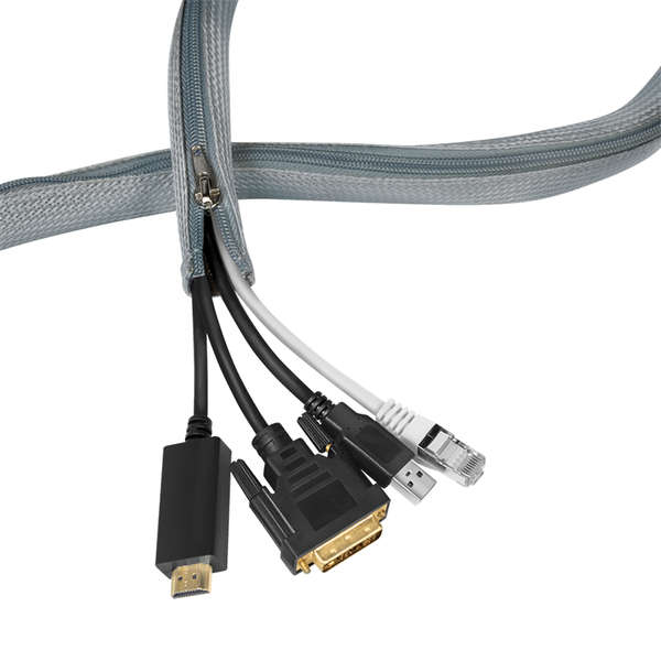 Naar omschrijving van KAB0071 - Flexible cable protection with zipper, 30 x 20 x 1000 mm grijs