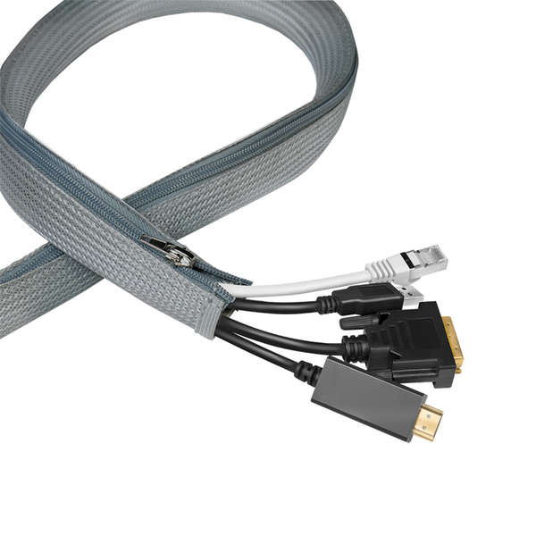 Naar omschrijving van KAB0074 - Flexible cable protection with zipper, 50 x 35 x 2000 mm grijs