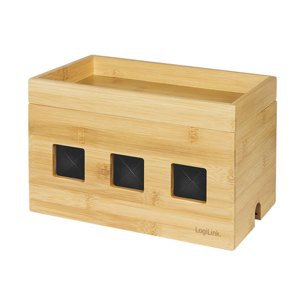 Naar omschrijving van KAB0076 - Kabelbox, 255x140x165 mm, bamboe