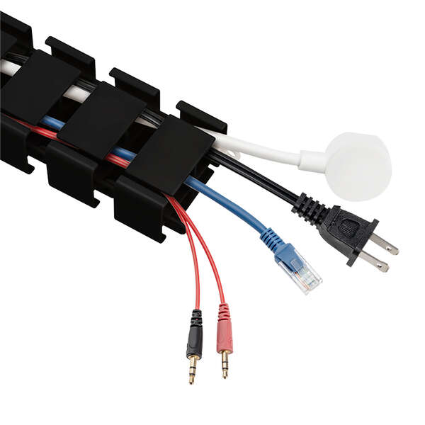 Naar omschrijving van KAB0092 - Flexible cable channel, Clamp-On version, 1347x129 mm, black