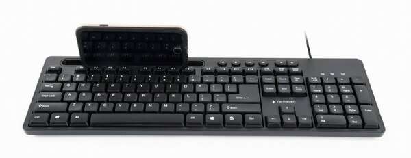 Naar omschrijving van KB-UM-108 - Multimedia keyboard with phone stand, black, US-layout
