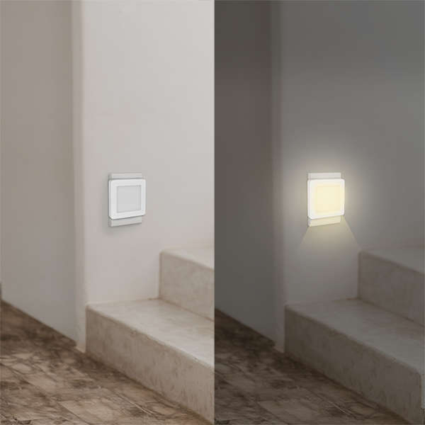 Naar omschrijving van LED013 - Aanbieding LED night light with twilight sensor, square, 4x 3014 LED