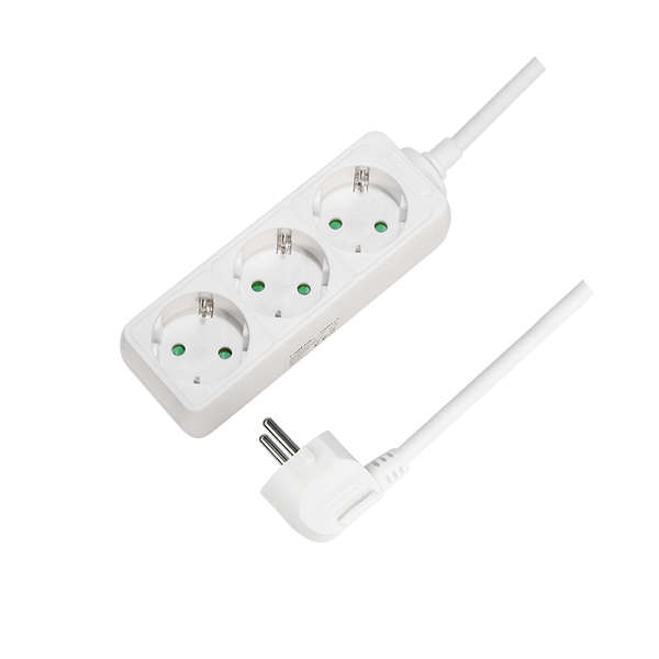Naar omschrijving van LPS205 - Stekkerdoos, wit, 3-slots, 3x aarde, 1,4m Kabel, met Kinderbeveiliging
