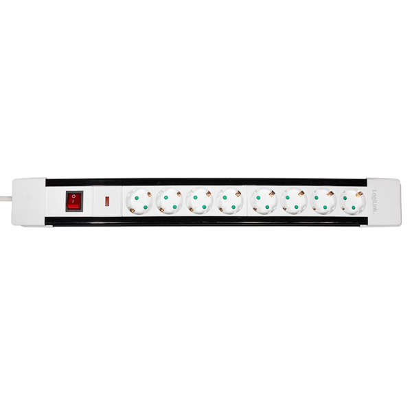 Naar omschrijving van LPS207 - Wandcontactdoos 8-voudig + schakelaar, 8x CEE 7/3, 3 m, wit