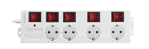 Naar omschrijving van LPS252 - Outlet Strip, 4 safety sockets, w/switch for each socket, white