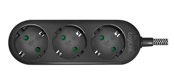 Naar omschrijving van LPS261 - Outlet Strip, 3 safety sockets, w/ textile cable, black