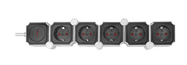 Naar omschrijving van LPS277 - Outlet Strip, 5 safety sockets, snake-shaped, white/black