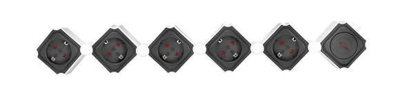 Naar omschrijving van LPS277 - Outlet Strip, 5 safety sockets, snake-shaped, white/black