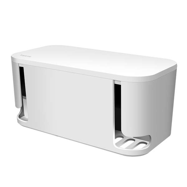 Naar omschrijving van LPS281U - Kabelbox met 5-voudige stekkerdoos, 3x USB, 285 x 145 x 13 mm, wit