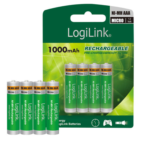 Naar omschrijving van LR03RB4 - AAA Ni-MH rechargeable batteries, Micro, 1.2V, 4 pcs