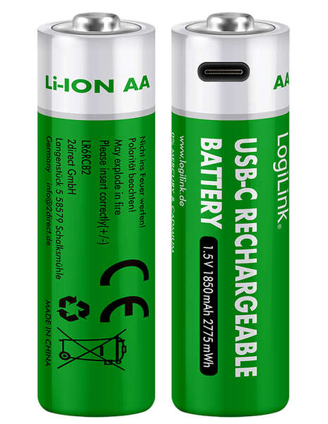 Naar omschrijving van LR6RCB2 - Battery, Rechargeable over USB-C, Li, AA, 2pcs. Blister