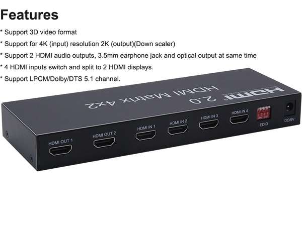 Naar omschrijving van 4X2-HDMI-MATRIX - HDMI Matrix 4x2