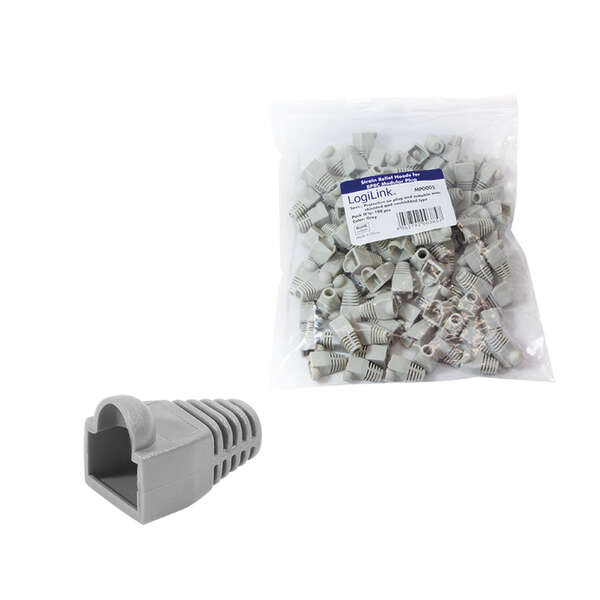 Naar omschrijving van MP0005 - RJ45 plug strain relief boot, 5.8 mm, grey, 100 pcs.