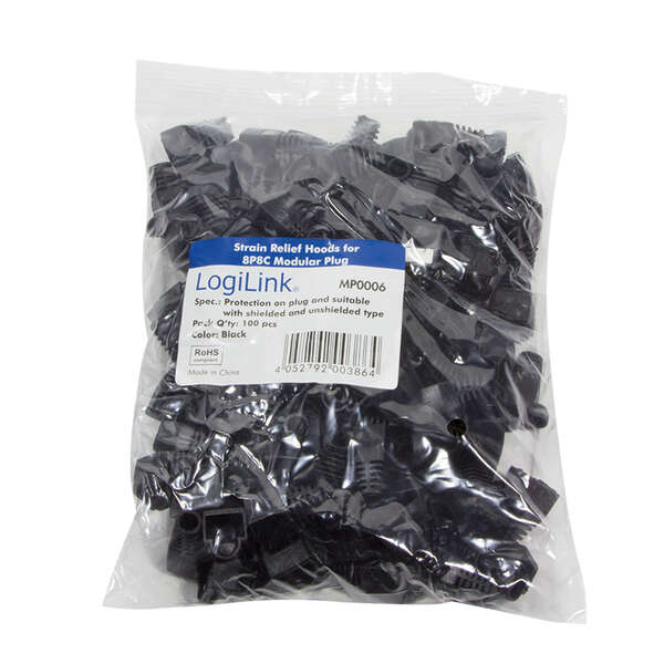 Naar omschrijving van MP0006 - Modular RJ45 Plug Cable Boot 5.8mm, black, 100 pcs.