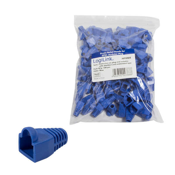 Naar omschrijving van MP0008 - Modular RJ45 Plug Cable Boot 5.8mm, blue, 100 pcs.
