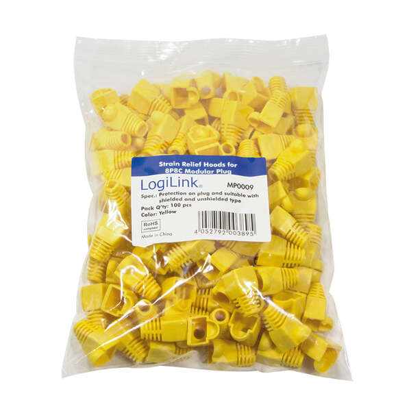 Naar omschrijving van MP0009 - RJ45 plug strain relief boot, 5.8 mm, Yellow, 100 pcs.