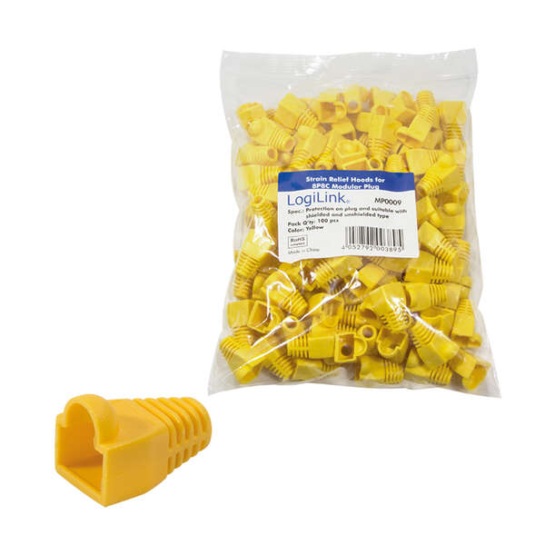 Naar omschrijving van MP0009 - RJ45 plug strain relief boot, 5.8 mm, Yellow, 100 pcs.