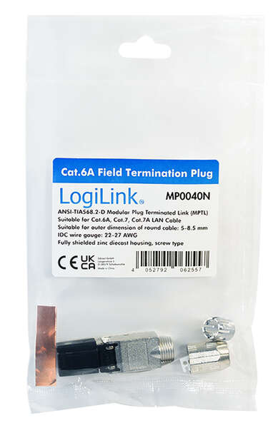 Naar omschrijving van MP0040N - Field assembly Cat.6A RJ45 plug, shielded, MPTL, PrimeLine