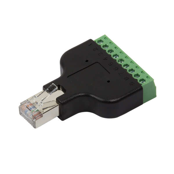 Naar omschrijving van MP0050 - RJ45 Male to 8 Pin Screw Terminal Adapter