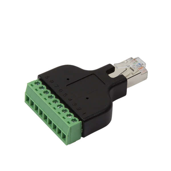 Naar omschrijving van MP0050 - RJ45 Male to 8 Pin Screw Terminal Adapter