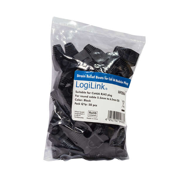 Naar omschrijving van MP0064 - Modular RJ45 Plug Cable Boot 6.5mm BLACK, 50pcs