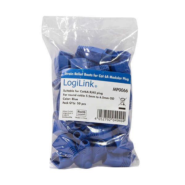 Naar omschrijving van MP0066 - Modular RJ45 Plug Cable Boot 6.5mm blue, 50pcs