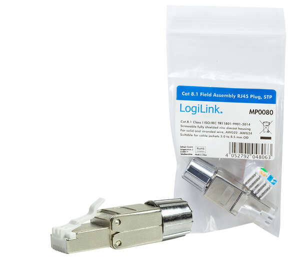 Naar omschrijving van MP0080 - Field assembly Cat.8.1 RJ45 plug, shielded