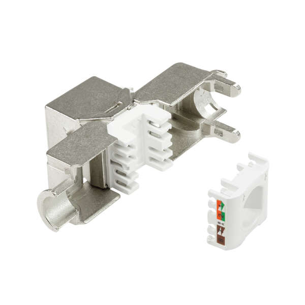 Naar omschrijving van NK4003 - Keystone jack RJ45 Cat.6A 10G fully shielded 180° tool fre
