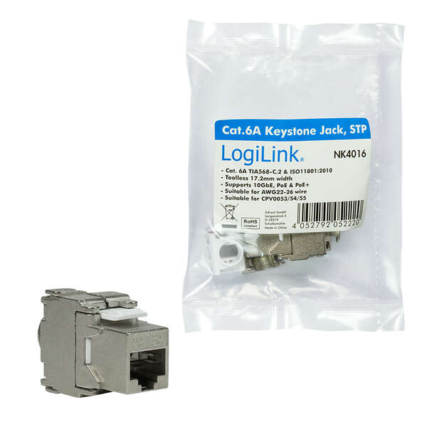 Naar omschrijving van NK4016 - Keystone Jack Cat.6A STP EconLine 17.2mm 22-26 AWG