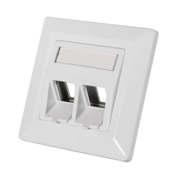 Naar omschrijving van NK4020 - Keystone Faceplate 45° for 2 modules, signal white Ral 9003