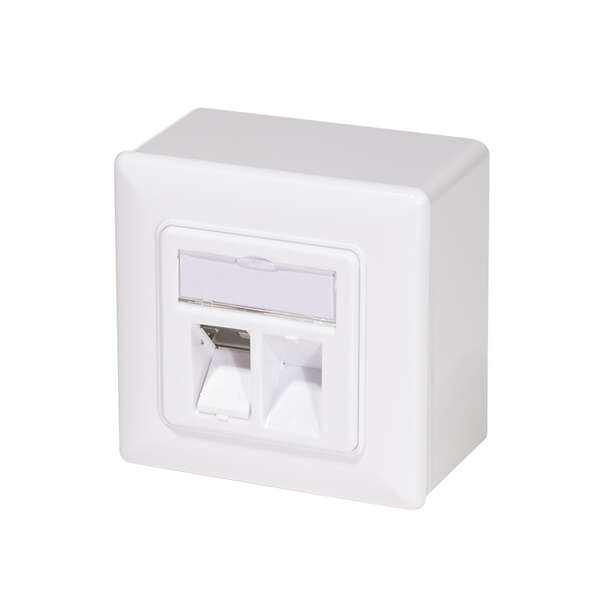 Naar omschrijving van NK4068 - Modular Cat.6A Wall Outlet 2xRJ45 STP, w. backbox, signal white RAL 9003