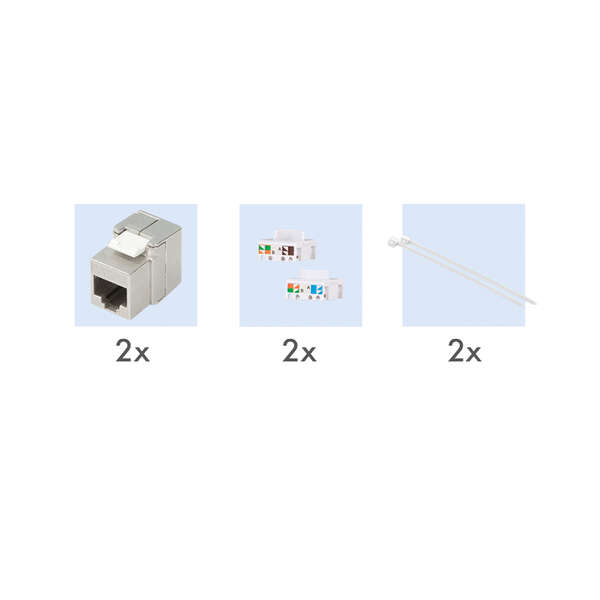 Naar omschrijving van NK4068 - Modular Cat.6A Wall Outlet 2xRJ45 STP, w. backbox, signal white RAL 9003