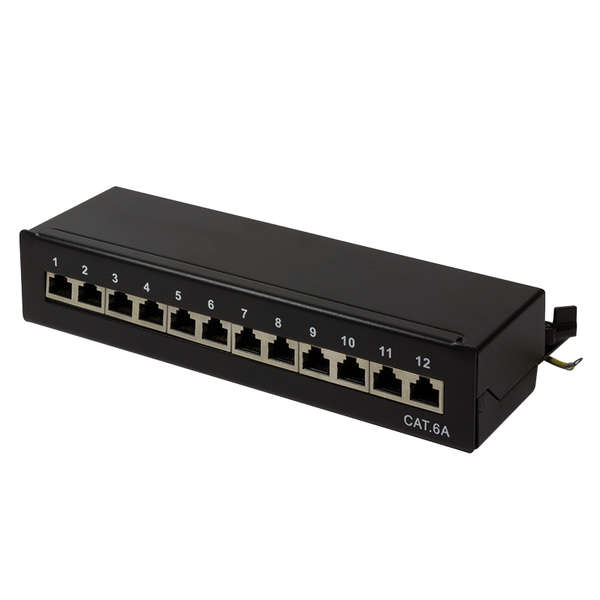 Naar omschrijving van NP0019B - Cat.6A Patch Panel 12 ports shielded, Desktop, black