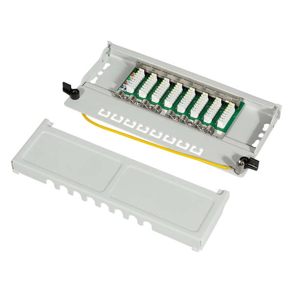 Naar omschrijving van NP0064 - Mini-Patchpanel STP 8xRJ45 Cat.6A, 10inch 0,5U, grey