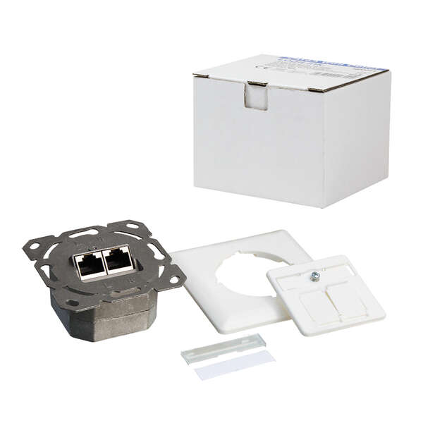 Naar omschrijving van NP0123 - Cat.6A Wall Outlet 2xRJ45 STP, horizontal, signal white Ral 9003