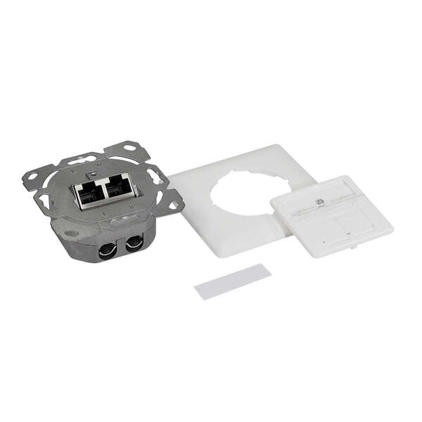 Naar omschrijving van NP0127 - Cat.6A Wall Outlet 2xRJ45 STP, vertical, signal white Ral9003