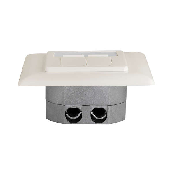 Naar omschrijving van NP0128 - Cat6A wall outlet 2x RJ45 shielded pure white, verticle cable entry