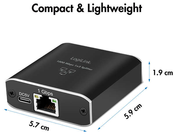 Naar omschrijving van NS0011 - Gigabit Ethernet Splitter 1 to 2, 1000 Mbps, with USB power