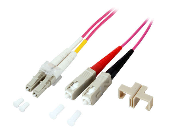 Naar omschrijving van OM4LCSC005E - Duplex Glasvezel Patchkabel om4 (100Gbit) LC-SC 50/125, 2mm, 0,5m