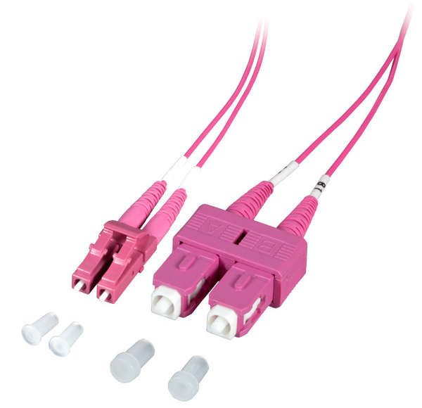 Naar omschrijving van OM4LCSC005E-D - Duplex Glasvezel Patchkabel LC-SC 50/125 OM4 0,5m Dikte 1,2mm