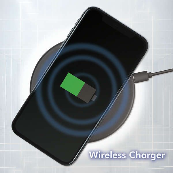 Naar omschrijving van PA0208 - Wireless table charger, 5W, with LED charging indication