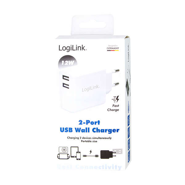 Naar omschrijving van PA0210W - USB power socket adapter, 2x USB-Port, 12W, white