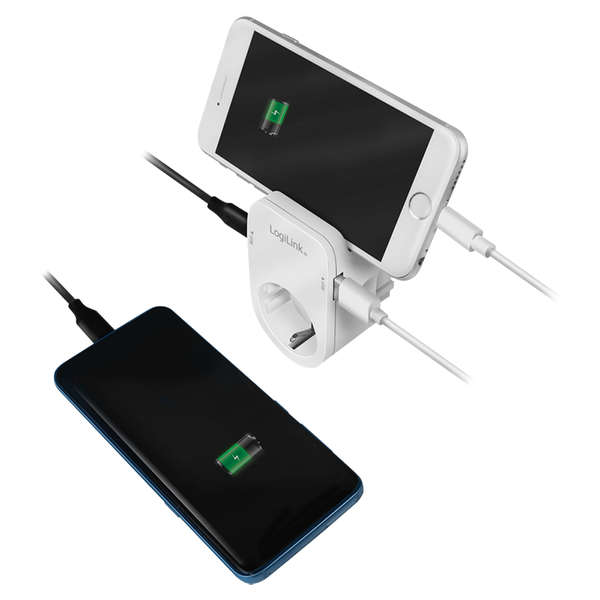 Naar omschrijving van PA0247 - Adapter With Holder 1x CEE 7/3 + 2x USB-A