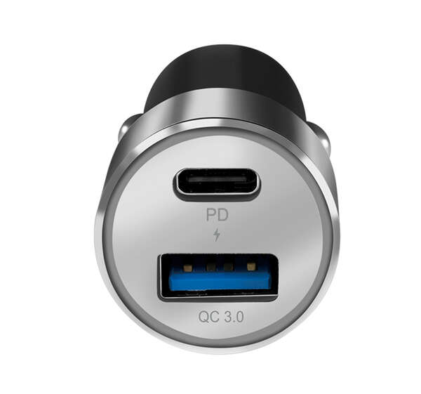 Naar omschrijving van PA0252 - USB car charger, 1x USB-C PD, 1x USB-A QC, 36 W