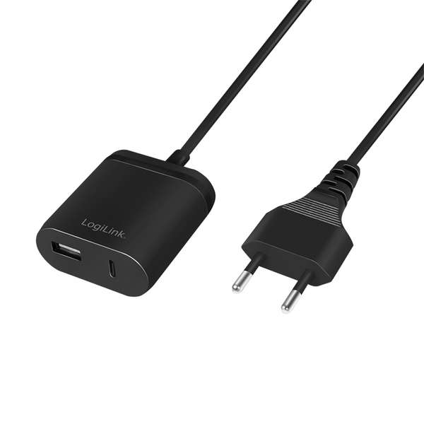 Naar omschrijving van PA0256 - USB charger with 1,5 m fixed cable 1x USB A 1x USB-C 12 W