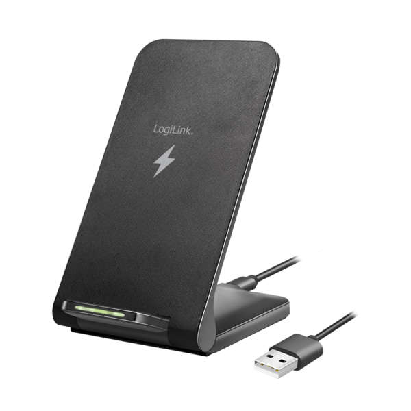 Naar omschrijving van PA0315 - Smartphone stand with wireless charging function, 2 coils, 15 W, black